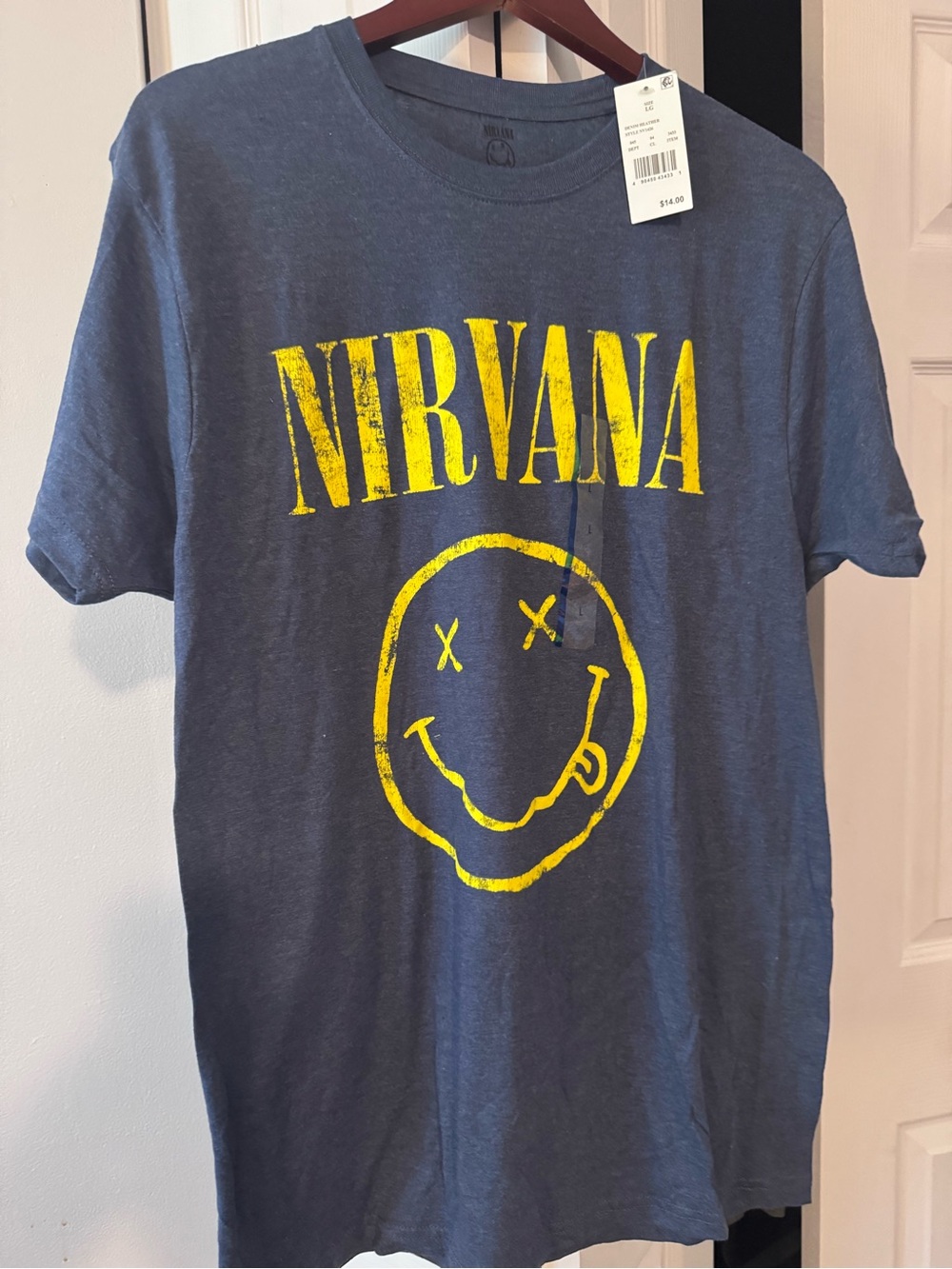 NIRVANA Navy Blue T-Shirt with Yellow Logo